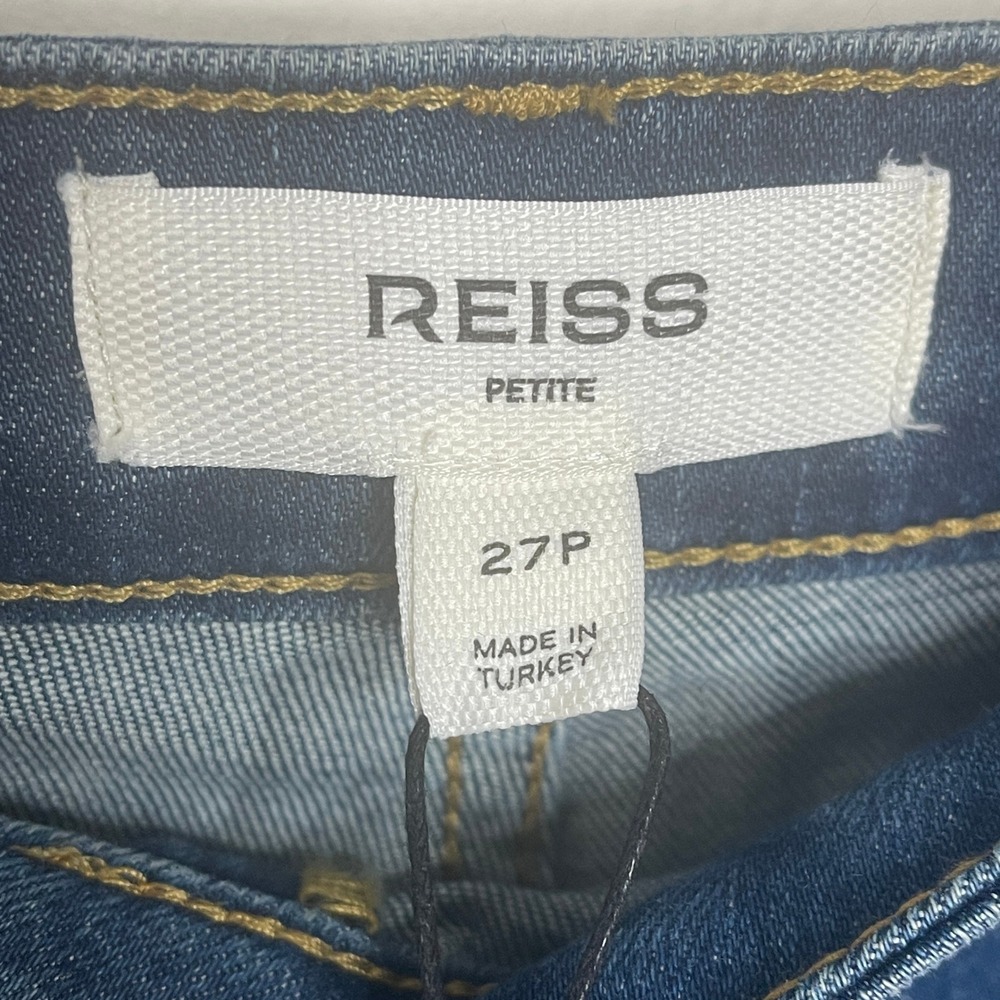 Reiss Sakura Flare Patch Pocket Jeans Mid Blue Petite High Rise Size 27P NEW - Picture 8 of 10